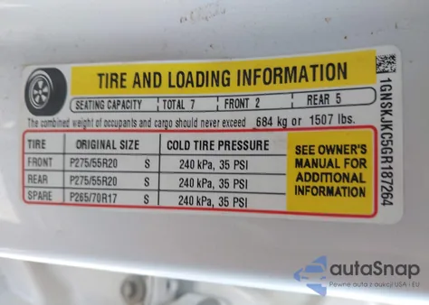 2016 Chevrolet Suburban Ltz z USA, uszkodzony, nr VIN 1GNSKJKC5GR187264